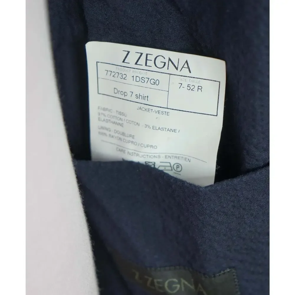 Z ZEGNA - Navy Blue Seersucker Sport Jacket - 42R (Fits 40R)